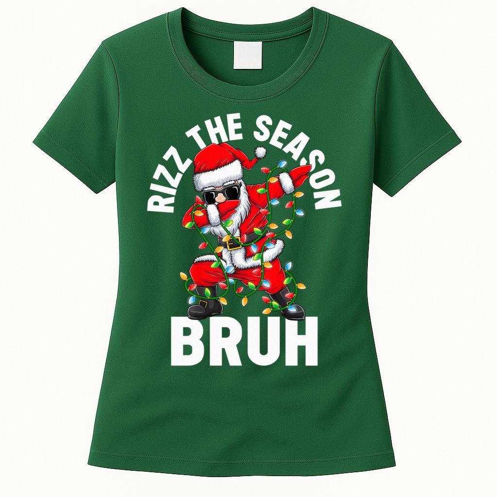 Rizz The Season Bruh Christmas Rizzmas Santa Claus Rizzler Womens T-Shirt