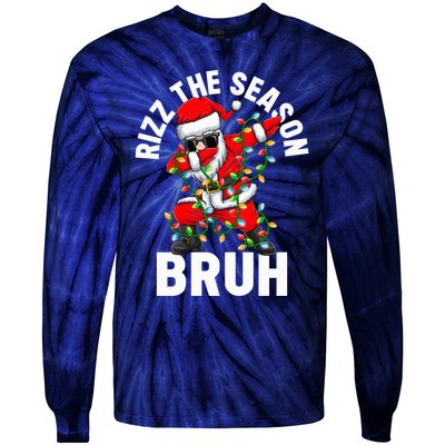 Rizz The Season Bruh Christmas Rizzmas Santa Claus Rizzler Tie-Dye Long Sleeve Shirt