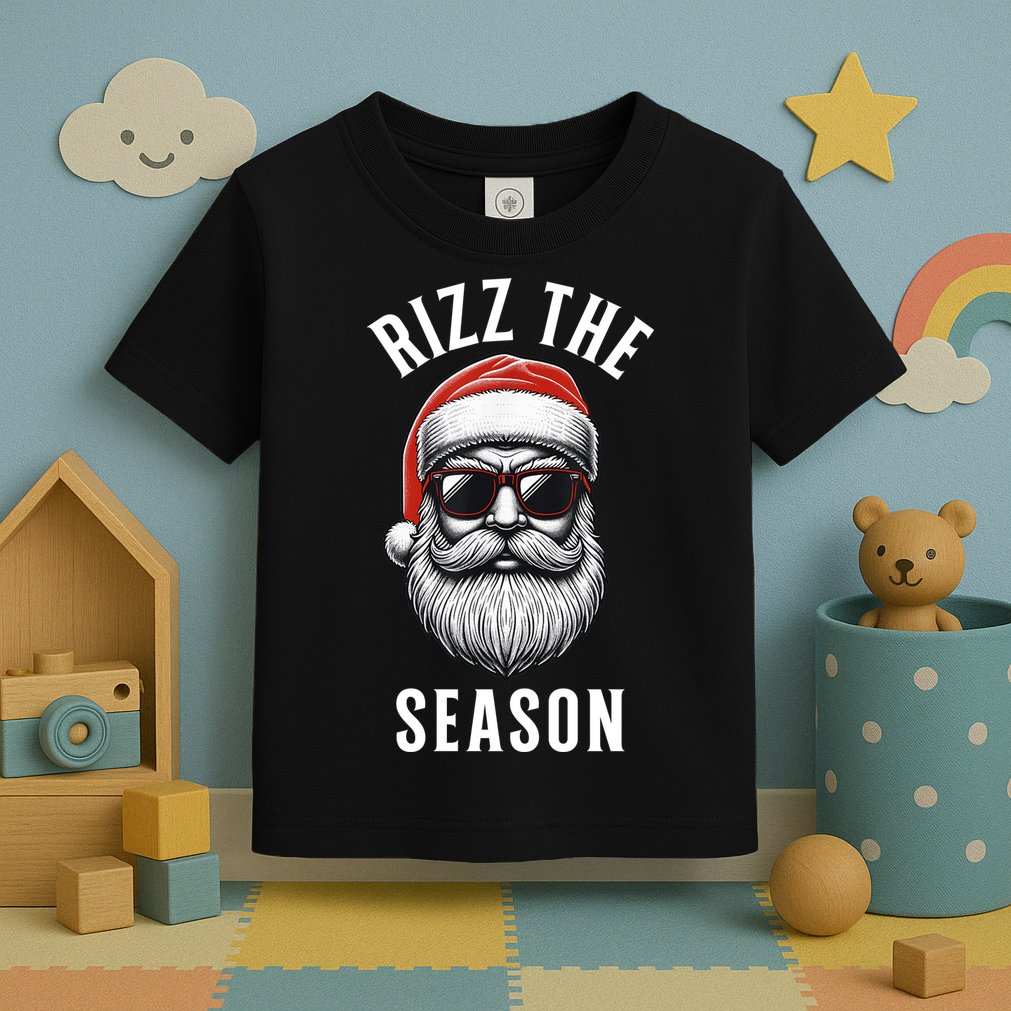 Rizz The Season Silly Christmas Funny Santa Toddler T-Shirt