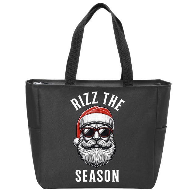 Rizz The Season Silly Christmas Funny Santa Zip Tote Bag