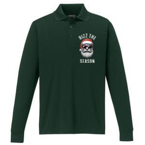 Rizz The Season Silly Christmas Funny Santa Performance Long Sleeve Polo