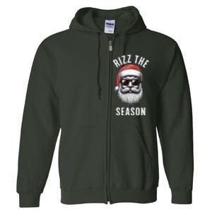 Rizz The Season Silly Christmas Funny Santa Full Zip Hoodie