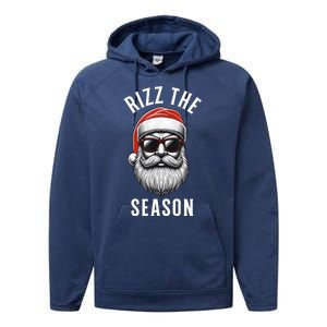 Rizz The Season Silly Christmas Funny Santa Performance Fleece Hoodie