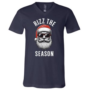 Rizz The Season Silly Christmas Funny Santa V-Neck T-Shirt