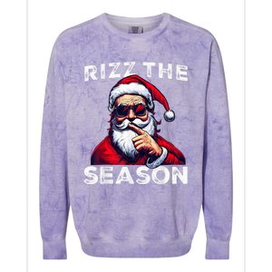 Rizz The Season Funny Santa Joke White Elephant Christmas Colorblast Crewneck Sweatshirt