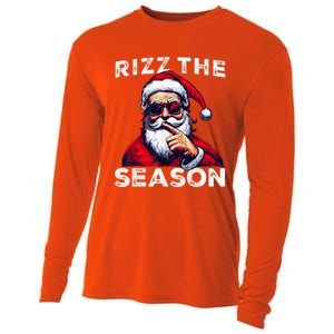 Rizz The Season Funny Santa Joke White Elephant Christmas Cooling Performance Long Sleeve Crew