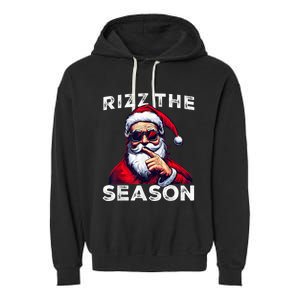 Rizz The Season Funny Santa Joke White Elephant Christmas Garment-Dyed Fleece Hoodie