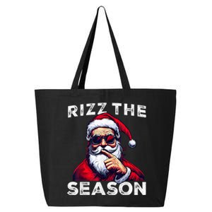 Rizz The Season Funny Santa Joke White Elephant Christmas 25L Jumbo Tote