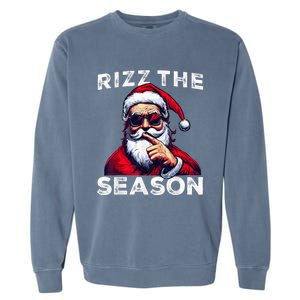 Rizz The Season Funny Santa Joke White Elephant Christmas Garment-Dyed Sweatshirt