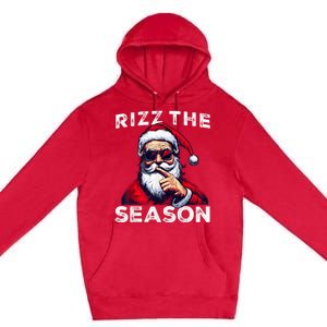 Rizz The Season Funny Santa Joke White Elephant Christmas Premium Pullover Hoodie