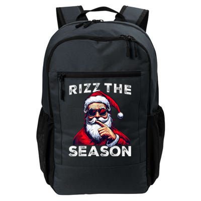 Rizz The Season Funny Santa Joke White Elephant Christmas Daily Commute Backpack