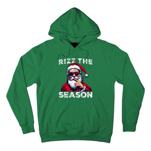 Rizz The Season Funny Santa Joke White Elephant Christmas Hoodie