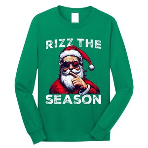 Rizz The Season Funny Santa Joke White Elephant Christmas Long Sleeve Shirt