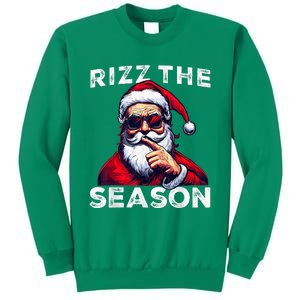 Rizz The Season Funny Santa Joke White Elephant Christmas Sweatshirt