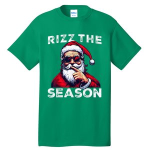 Rizz The Season Funny Santa Joke White Elephant Christmas Tall T-Shirt