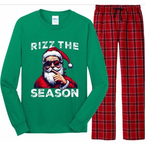 Rizz The Season Funny Santa Joke White Elephant Christmas Long Sleeve Pajama Set