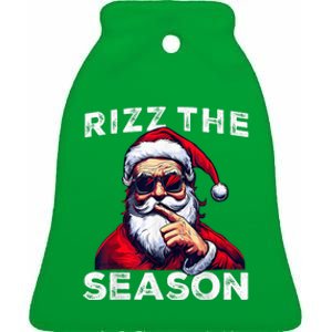 Rizz The Season Funny Santa Joke White Elephant Christmas Ceramic Bell Ornament