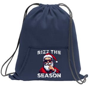 Rizz The Season Funny Santa Joke White Elephant Christmas Sweatshirt Cinch Pack Bag