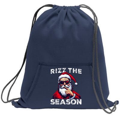 Rizz The Season Funny Santa Joke White Elephant Christmas Sweatshirt Cinch Pack Bag