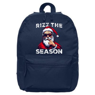 Rizz The Season Funny Santa Joke White Elephant Christmas 16 in Basic Backpack