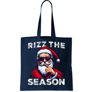 Rizz The Season Funny Santa Joke White Elephant Christmas Tote Bag