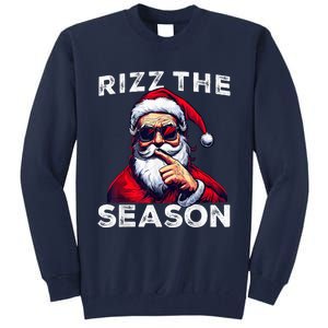 Rizz The Season Funny Santa Joke White Elephant Christmas Tall Sweatshirt