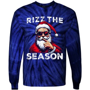 Rizz The Season Funny Santa Joke White Elephant Christmas Tie-Dye Long Sleeve Shirt