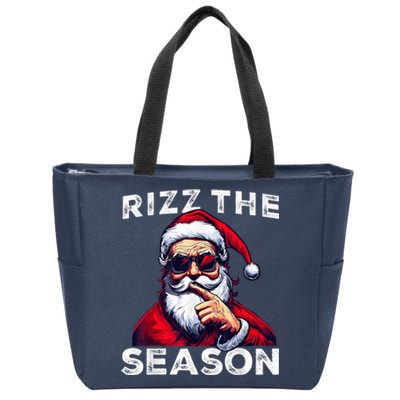 Rizz The Season Funny Santa Joke White Elephant Christmas Zip Tote Bag