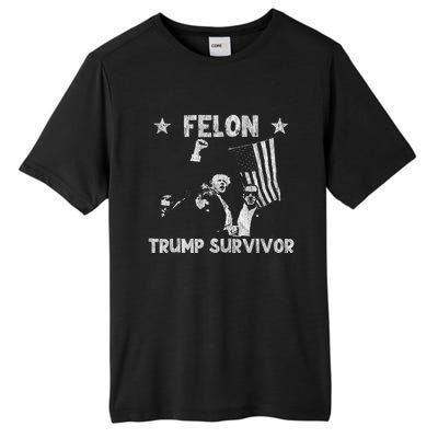 Retro Trump Survivor 2024 American Flag Trump Supporters Tall Fusion ChromaSoft Performance T-Shirt