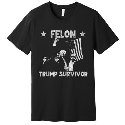 Retro Trump Survivor 2024 American Flag Trump Supporters Premium T-Shirt