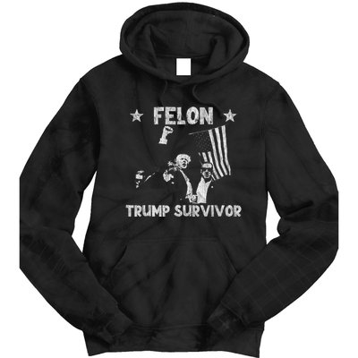 Retro Trump Survivor 2024 American Flag Trump Supporters Tie Dye Hoodie