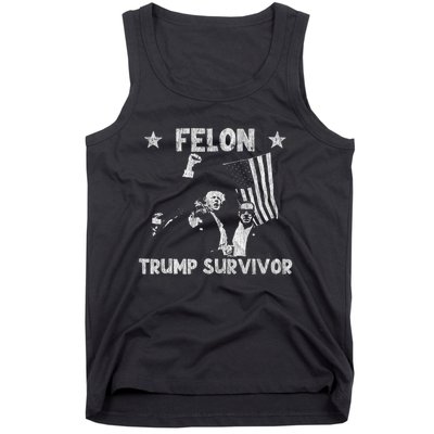 Retro Trump Survivor 2024 American Flag Trump Supporters Tank Top