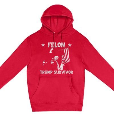 Retro Trump Survivor 2024 American Flag Trump Supporters Premium Pullover Hoodie