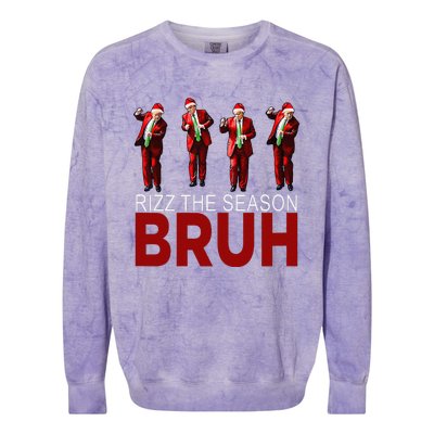 Rizz The Season Bruh Funny Maga Santa Trump Dance Christmas Colorblast Crewneck Sweatshirt