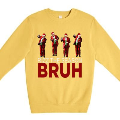 Rizz The Season Bruh Funny Maga Santa Trump Dance Christmas Premium Crewneck Sweatshirt