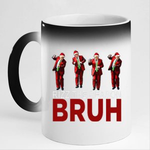 Rizz The Season Bruh Funny Maga Santa Trump Dance Christmas 11oz Black Color Changing Mug