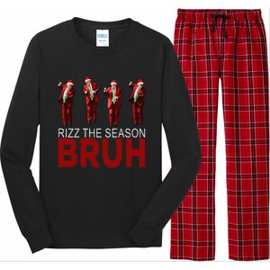 Rizz The Season Bruh Funny Maga Santa Trump Dance Christmas Long Sleeve Pajama Set