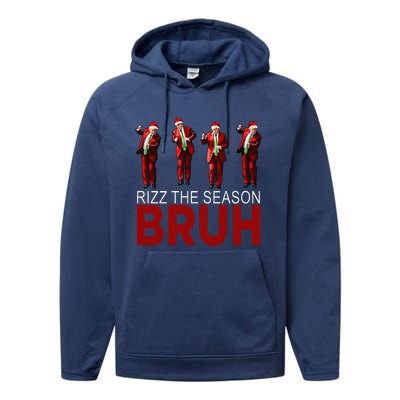 Rizz The Season Bruh Funny Maga Santa Trump Dance Christmas Performance Fleece Hoodie