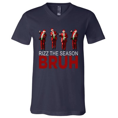 Rizz The Season Bruh Funny Maga Santa Trump Dance Christmas V-Neck T-Shirt