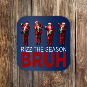 Rizz The Season Bruh Funny Maga Santa Trump Dance Christmas Coaster