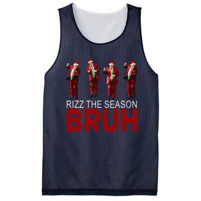 Rizz The Season Bruh Funny Maga Santa Trump Dance Christmas Mesh Reversible Basketball Jersey Tank