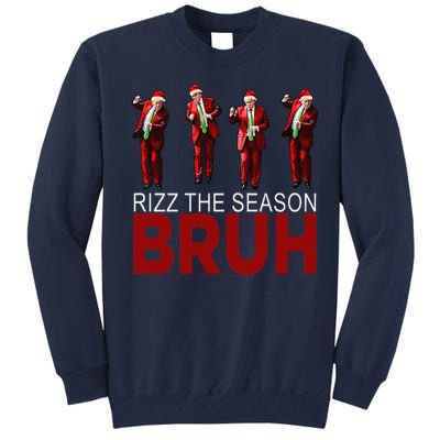 Rizz The Season Bruh Funny Maga Santa Trump Dance Christmas Tall Sweatshirt