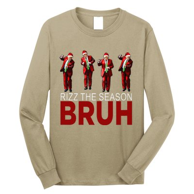 Rizz The Season Bruh Funny Maga Santa Trump Dance Christmas Long Sleeve Shirt