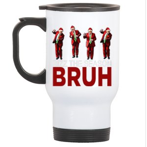 Rizz The Season Bruh Funny Maga Santa Trump Dance Christmas Stainless Steel Travel Mug