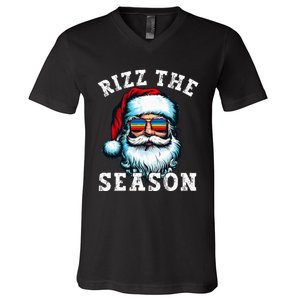 Rizz The Season Funny Christmas Rizzmas Santa Claus Rizzler V-Neck T-Shirt