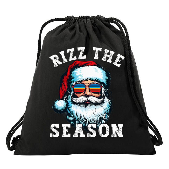 Rizz The Season Funny Christmas Rizzmas Santa Claus Rizzler Drawstring Bag