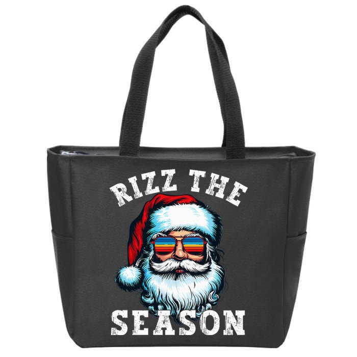 Rizz The Season Funny Christmas Rizzmas Santa Claus Rizzler Zip Tote Bag