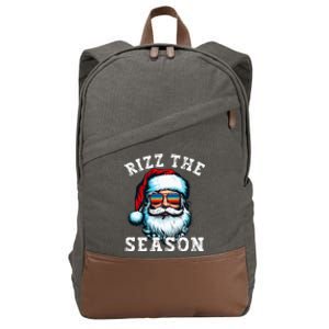 Rizz The Season Funny Christmas Rizzmas Santa Claus Rizzler Cotton Canvas Backpack