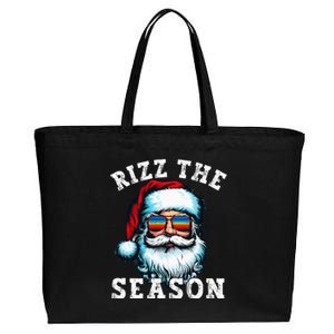 Rizz The Season Funny Christmas Rizzmas Santa Claus Rizzler Cotton Canvas Jumbo Tote