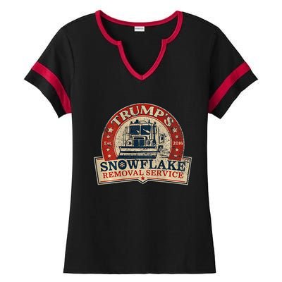 Retro TrumpS Snowflake Removal Service Funny Trump 2024 Ladies Halftime Notch Neck Tee